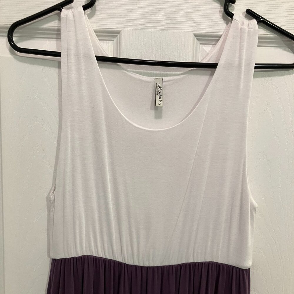 *Maternity* Sleeveless Ruched Waist Color Block Maxi Dress - Picture 8 of 8